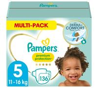 Pampers Size 5 Baby Premium Protection Monthly Saving Nappies - Pack of 136 Nappies