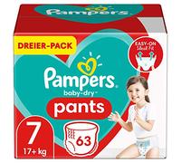 Pampers Size 7 (17kg) Baby Dry Diapers, 63 Nappies, Easy On and Off, Reliable Drying