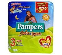 Pampers Sun&Moon 3 4-9 Kg. 20 Pieces Diapers Midi Made In Italy