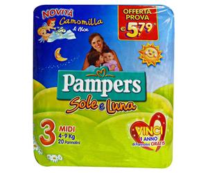 Pampers Sun&Moon 3 4-9 Kg. 20 Pieces Diapers Midi Made In Italy