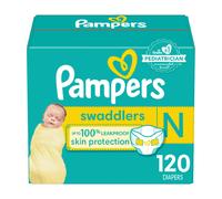 Pampers Swaddlers Diapers Newborn - Size 0, 120 Count, Ultra Soft Disposable Baby Diapers