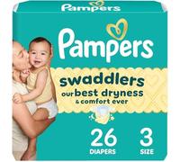 Pampers Swaddlers Diapers, Size 3 (13-26 lbs), 26 Count, Absorbent, Keeps Baby Dry and Comfortable, Skin Safe Disposable Baby Diaper (Packaging May Vary)