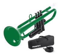 PAMPET Professional Plastic Bb Trumpet Set for Student Beginner With 7C and 3C Mouthpiece Green