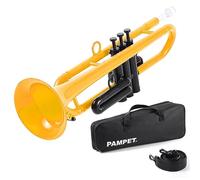 PAMPET Professional Plastic Bb Trumpet Student Trumpet Set for Student Beginner With 7C Mouthpiece and 3C Mouthpiece Bb Trumpet Instrument Yellow