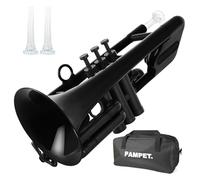 PAMPET SEA LION Professional Plastic Bb Trumpet Standard Trumpets Trumpet Set for Student Beginner Bb Trumpet Instrument (Black)