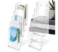 Pamphlet Holder - Clear Wall Mounted Desk Accessories, Brochure Flyer Holder Rack,for Cards Counter Table Office Reception Area Lobby Conference Room Trade Show Library