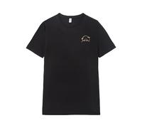 Pampling Short Sleeve T-Shirt, 100% Cotton, Double Printing, Unisex Clothing for Men and Women, Screen Printed with Crew Neck and Straight Fit, Color Black (Coffee Cat in MT Fuji, S)