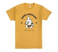 Pampling Short Sleeve T-Shirt, 100% Cotton, Unisex Clothing for Men and Women in 5 Sizes, Green or Mustard T-Shirt, Model Have A Nice Day, lemon tree, M