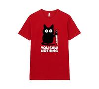 Pampling T-Shirt 100% Cotton with Short Sleeve, Unisex Fit with Original Patterns in 5 Sizes, T-Shirt Red, Model You Saw Nothing (XL)