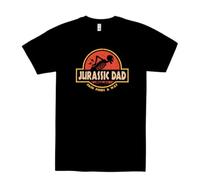 Pampling Unisex Short Sleeve T-Shirt Black 100% Cotton, Round Neck, Straight Cut, Graphic Screen Print, Men and Women (Jurassic Dad), dark grey, M