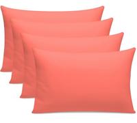 Pamposh 300 Thread Count 100% Egyptian Cotton Pillow Cases 4 Pack Breathable Ultrasoft Coral Pillow Covers