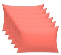 Pamposh 300 Thread Count 100% Egyptian Cotton Pillow Cases 6 Pack Breathable Ultrasoft Coral Pillow Covers