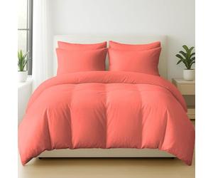 Pamposh 4 Pcs 100% Egyptian Cotton Super King Duvet Set With Matching Coral Superking Size Fitted Sheet 35 cm Extra Deep Pocket - UltraSoft Premium Cotton 400 Thread Count Bedding Set For All Seasons
