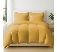 Pamposh 4 Pcs 100% Egyptian Cotton Super King Duvet Set With Matching Ochre Superking Size Fitted Sheet 35 cm Extra Deep Pocket - UltraSoft Premium Cotton 400 Thread Count Bedding Set For All Seasons