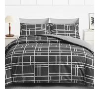 Pamposh 4 Pcs Double Duvet Set With Matching Black Double Fitted Sheet Breathable Premium Microfibre Reversible Quilt Cover