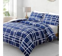 Pamposh 4 Pcs Double Duvet Set with Matching White Double Fitted Sheet 40 cm Extra Deep Pocket - UltraSoft Breathable Premium Microfibre Reversible Quilt Cover Bedding Set For All Seasons