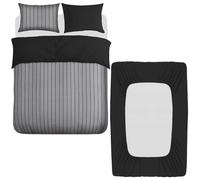 Pamposh 4 Pcs King Size Duvet Cover Sets with Matching Black King Size Fitted Sheets 40 cm Extra Deep Pocket - Premium Microfibre Reversible Quilt Cover Bedding Set For All Seasons