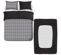 Pamposh 4 Pcs King Size Duvet Cover Sets with Matching Black King Size Fitted Sheets 40 cm Extra Deep Pocket - Premium Microfibre Reversible Quilt Cover Bedding Set For All Seasons