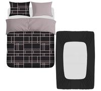 Pamposh 4 Pcs King Size Duvet Cover Sets with Matching Black King Size Fitted Sheets 40 cm Extra Deep Pocket - Premium Microfibre Reversible Quilt Cover Bedding Set For All Seasons