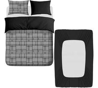 Pamposh 4 Pcs King Size Duvet Cover Sets with Matching Black King Size Fitted Sheets 40 cm Extra Deep Pocket - Premium Microfibre Reversible Quilt Cover Bedding Set For All Seasons