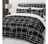 Pamposh 4 Pcs Super King Duvet Set with Matching Black Super King Fitted Sheet 40 cm Extra Deep Pocket - Premium Microfibre Reversible Quilt Cover Bedding Set For All Seasons