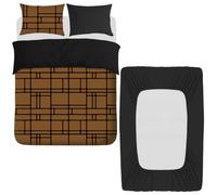 Pamposh 4 Pcs Super King Duvet Set with Matching Black Super King Fitted Sheet 40 cm Extra Deep Pocket - Premium Microfibre Reversible Quilt Cover Bedding Set For All Seasons