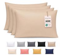 Pamposh 400 Thread Count 100% Egyptian Cotton Pillow Cases 4 Pack Breathable Ultrasoft Beige Pillow Covers