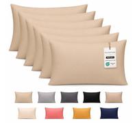 Pamposh 400 Thread Count 100% Egyptian Cotton Pillow Cases 6 Pack Breathable Ultrasoft Beige Pillow Covers