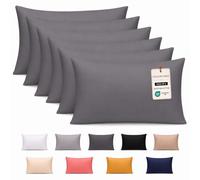 Pamposh 400 Thread Count 100% Egyptian Cotton Pillow Cases 6 Pack Breathable Ultrasoft Charcoal Pillow Covers