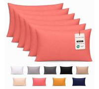 Pamposh 400 Thread Count 100% Egyptian Cotton Pillow Cases 6 Pack Breathable Ultrasoft Coral Pillow Covers