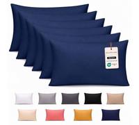 Pamposh 400 Thread Count 100% Egyptian Cotton Pillow Cases 6 Pack Breathable Ultrasoft Navy Pillow Covers