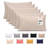 Pamposh 400 Thread Count 100% Egyptian Cotton Pillow Cases 6 Pack Breathable Ultrasoft Taupe Pillow Covers