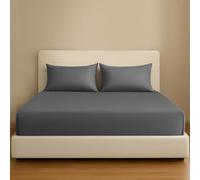 Pamposh 400 Thread Count 100% Egyptian Cotton Single Fitted Sheet - Extra Deep Pocket 35 cm (14 inches) Durable Elastic Fitted Sheet Single Bed - Premium Natural Cotton Single Sheet Fitted