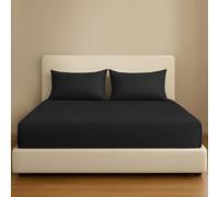 Pamposh 400 Thread Count 100% Egyptian Cotton Single Fitted Sheet - Extra Deep Pocket 35 cm (14 inches) Durable Elastic Fitted Sheet Single Bed - Premium Natural Cotton Single Sheet Fitted