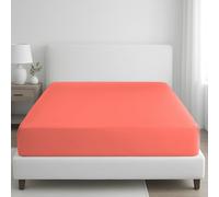 Pamposh 400 Thread Count 100% Egyptian Cotton Double Fitted Sheet - Extra Deep Pocket 35 cm (14 inches) Durable Elastic Fitted Bed Sheets Double - Premium Natural Cotton Deep Fitted Sheets Double Bed