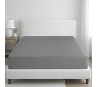 Pamposh 400 Thread Count 100% Egyptian Cotton Double Fitted Sheet - Extra Deep Pocket 35 cm (14 inches) Durable Elastic Fitted Bed Sheets Double - Premium Natural Cotton Deep Fitted Sheets Double Bed