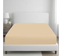 Pamposh 400 Thread Count 100% Egyptian Cotton Double Fitted Sheet - Extra Deep Pocket 35 cm (14 inches) Durable Elastic Fitted Bed Sheets Double - Premium Natural Cotton Deep Fitted Sheets Double Bed