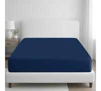 Pamposh 400 Thread Count 100% Egyptian Cotton Double Fitted Sheet - Extra Deep Pocket 35 cm (14 inches) Durable Elastic Fitted Bed Sheets Double - Premium Natural Cotton Deep Fitted Sheets Double Bed