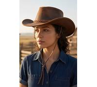 Pamposh Australian Western Style Genuine Leather Cowboy Hat in Brown | Size: 2XL Pamposh Brown 2XL
