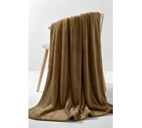 Pamposh Camel Flannel Fleece Blanket Reversible Sofa Throw | Size: Small Pamposh Camel Small