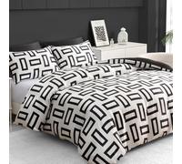 Pamposh Double Duvet Set - Premium Satin Silk Reversible Duvet Cover - Luxurious Hotel Quality Bedding Set With Zipper Closure (Black & White, Double (200 x 200 cm))