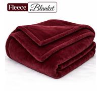 Pamposh Extra Large Flannel Fleece Blanket Reversible Bed & Sofa Throw in Burgundy | Size: Small Pamposh Burgundy Small