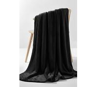 Pamposh Flannel Fleece Blanket Reversible Throw in Black | Size: Small Pamposh Black Small