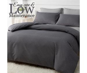 Pamposh Grace Stripe Double Duvet Set Premium Microfiber Reversible Double Duvet Cover 3 Pcs Ultrasoft Hypoallergenic With Zipper Closure
