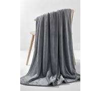 Pamposh Luxury Flannel Fleece Blanket Reversible Cozy Throw in Silver | Size: Small Pamposh Silver Small