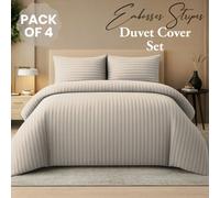Pamposh Pack Of 4 Premium Reversible Super King Duvet Covers With Zip Closure, Corner Ties & Matching Pillows Soft Easy Care Bedding