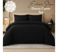 Pamposh Satin Stripe Super King Duvet Set Pack Of 4 - Premium Hotel Quality