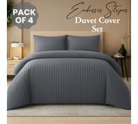 Pamposh Satin Stripe Super King Duvet Set Pack Of 4 - Premium Hotel Quality