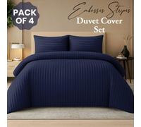 Pamposh Satin Stripe Super King Duvet Set Pack Of 4 - Premium Hotel Quality