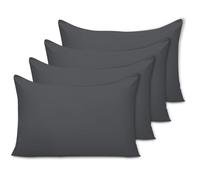 Pamposh Pillow Cases 4 Pack - Standard Size 50 x 75 cm - Double Brushed Premium Microfibre Envelope Closure Pillow Covers - Hypoallergenic Pillowcases Set Of 4 (Charcoal, 50 X 75 (Pack of 4))